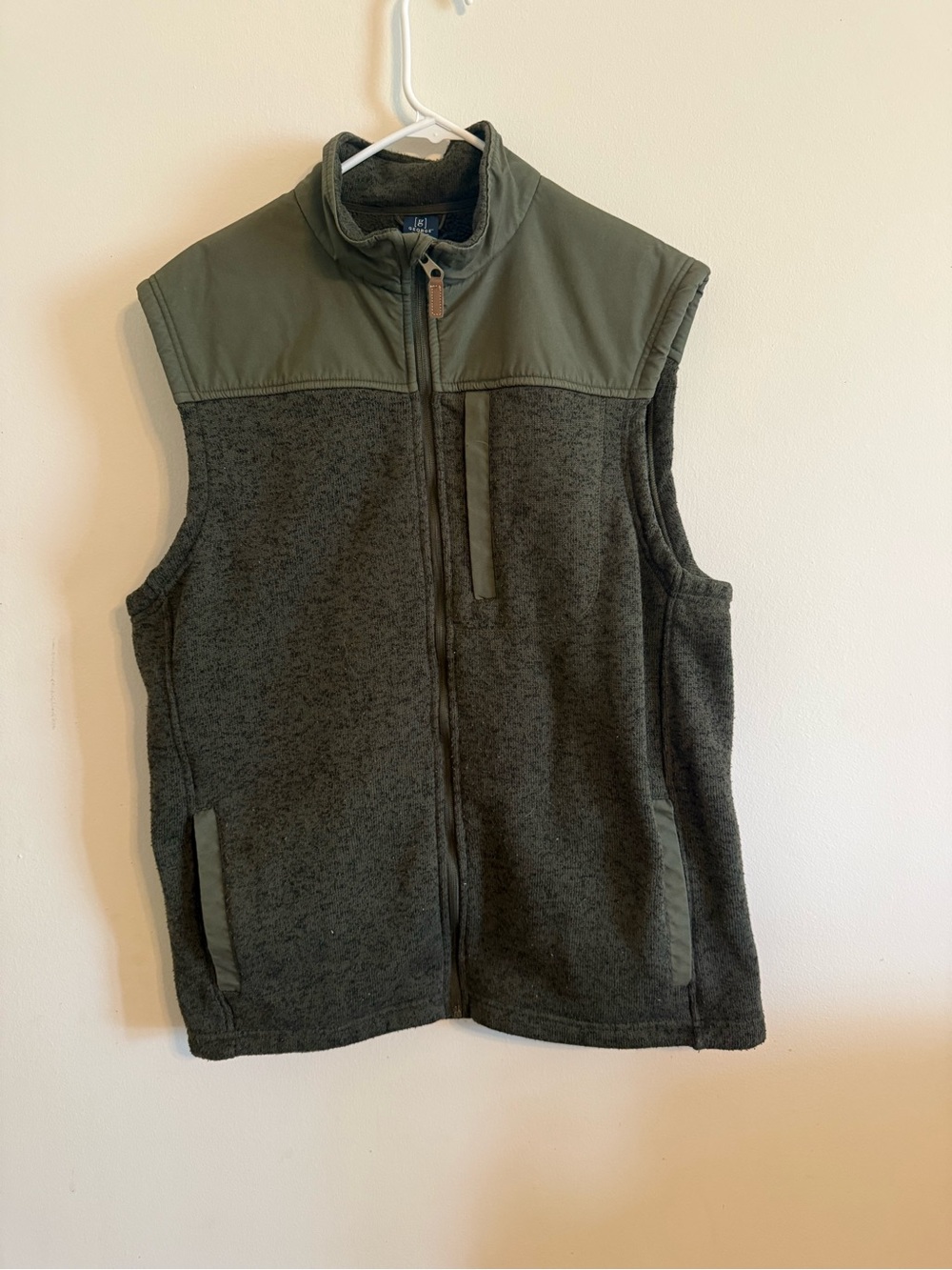 George Men's Olive Green Fleece Vest with Reinforced Shoulders